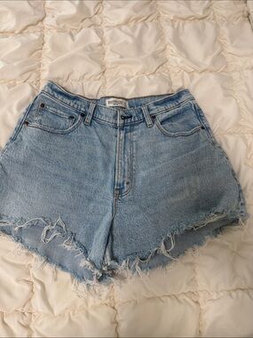 Abercrombie & Fitch Light Blue Distressed Denim Shorts